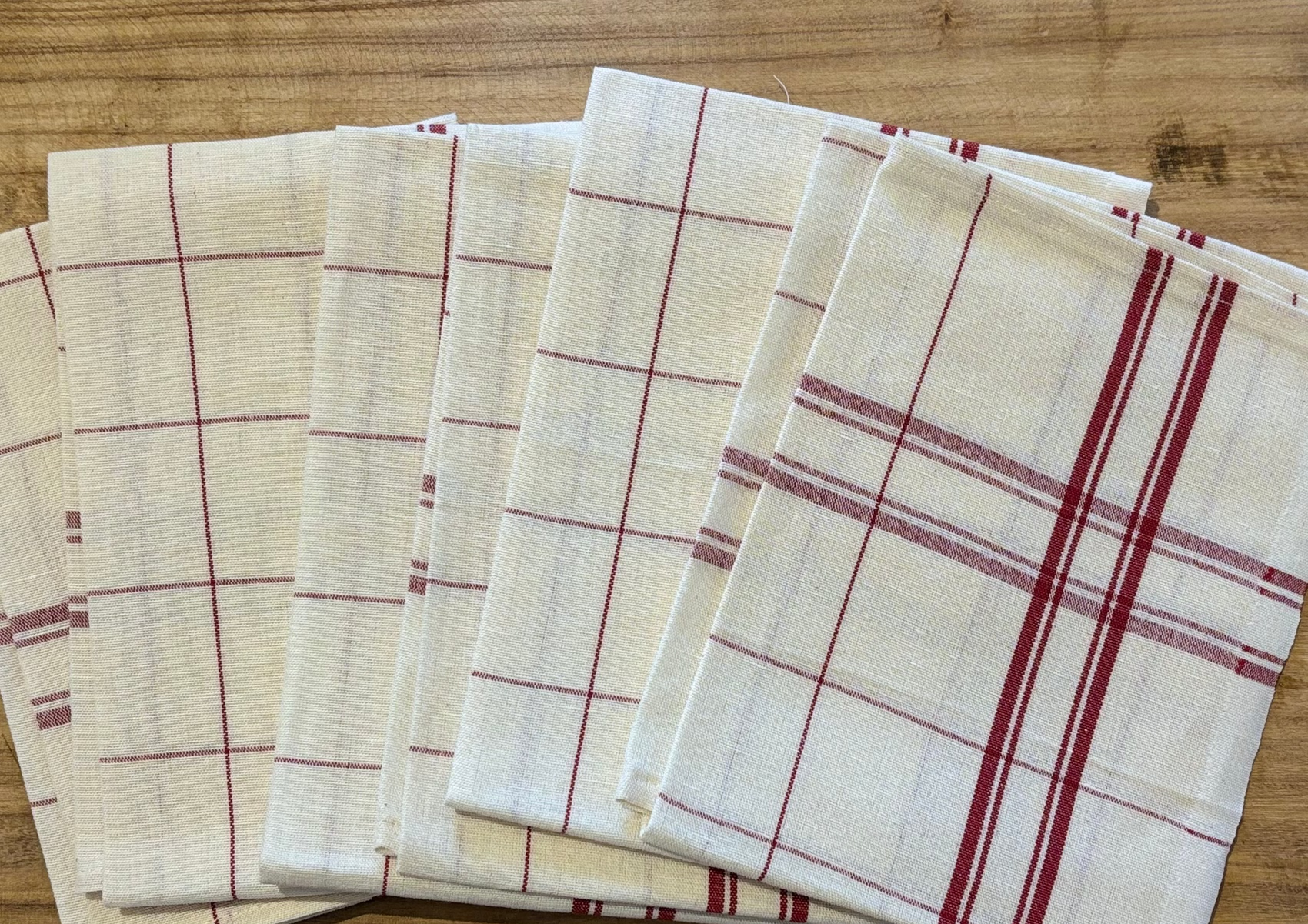Set of 6 Red and White Tartan Napkins