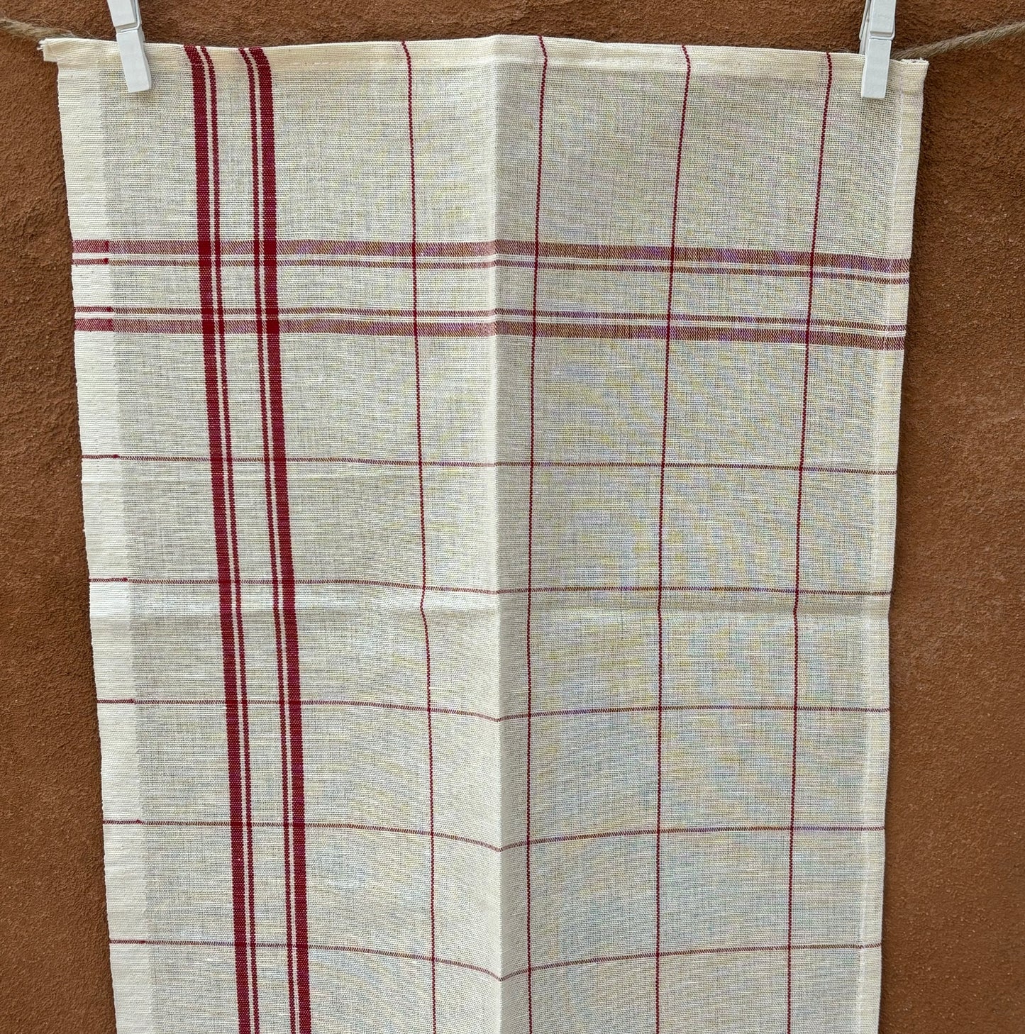 Set of 6 White and Red Tartan Napkins