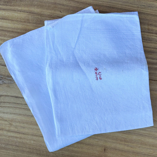 Set of 2 Vintage "SC 36" White Monogrammed Napkins