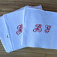 Set of 10 "BG" Embroidered Linen Napkins