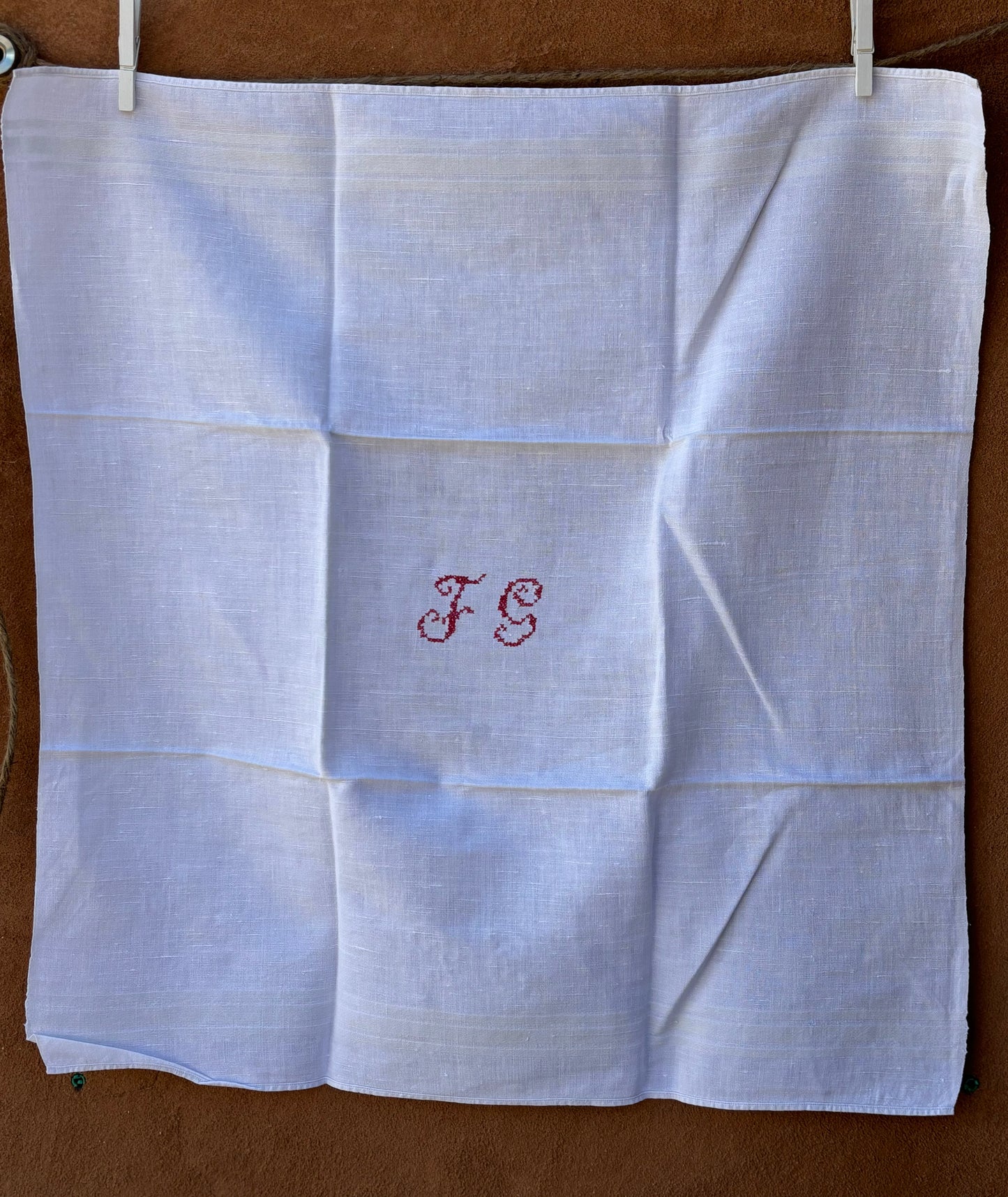 Set of 6 Large "SL" Monogrammed White Napkins