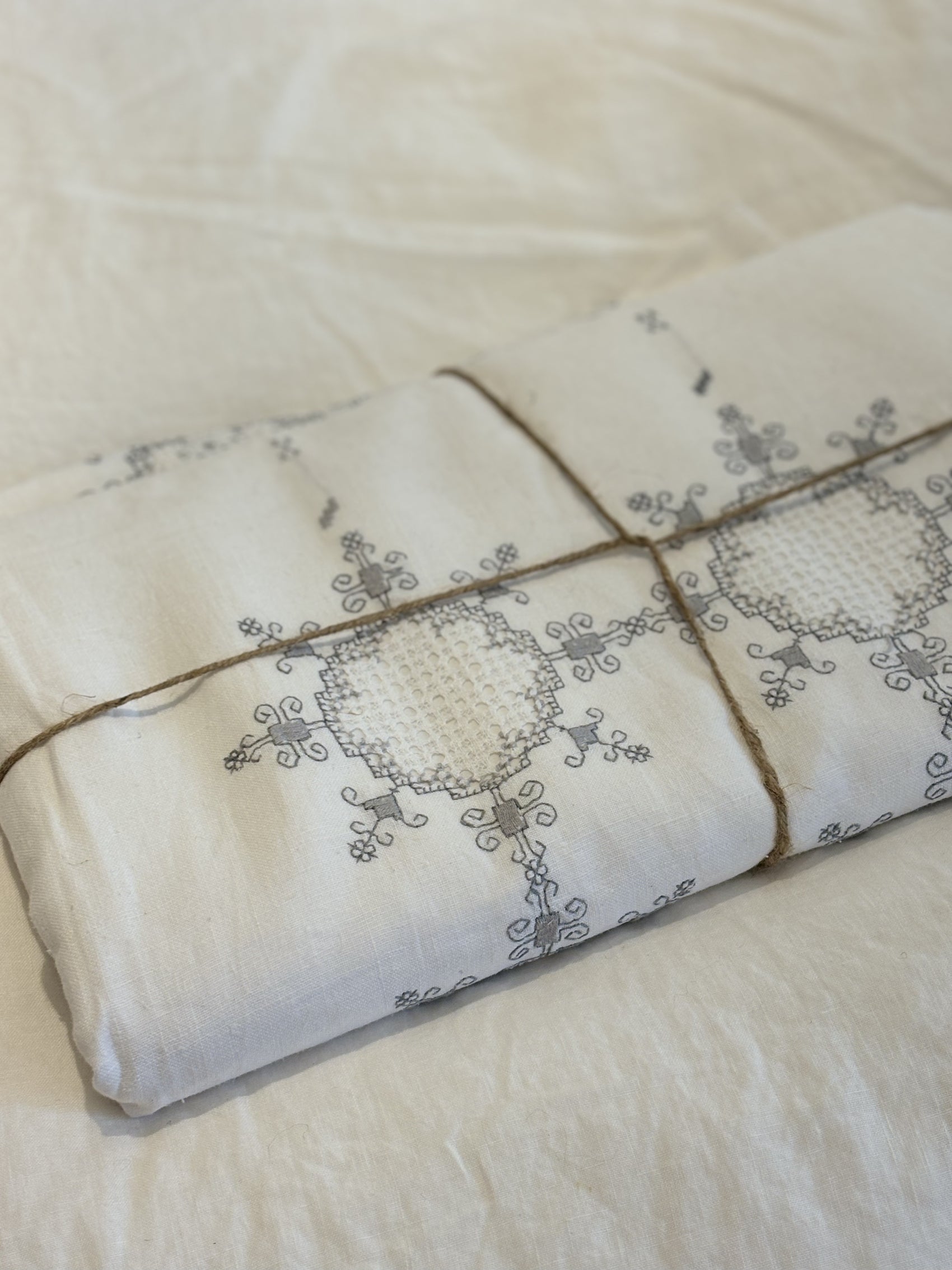 Grey and White Linen Duvet