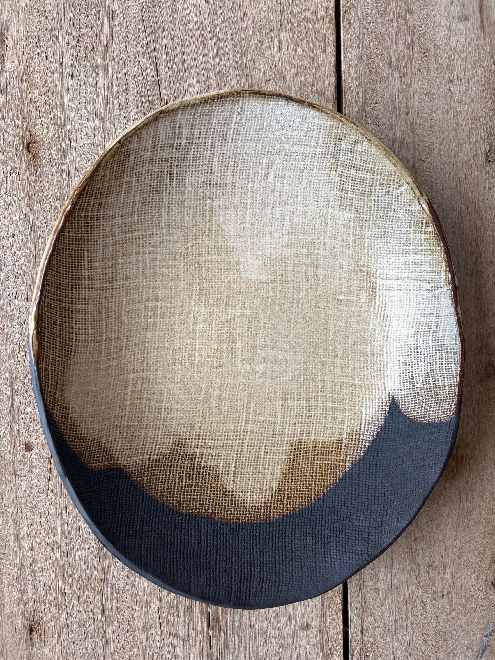 Black & Cappuccino Ceramic Serving Bowl 12"