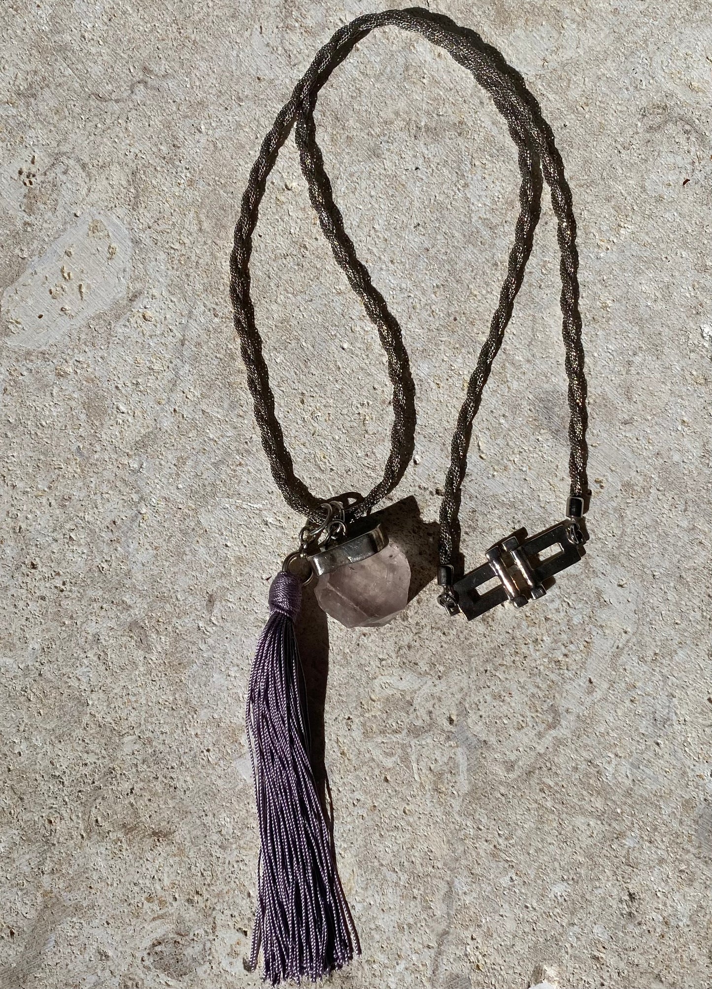Amethyst Tassel Amulet Necklace