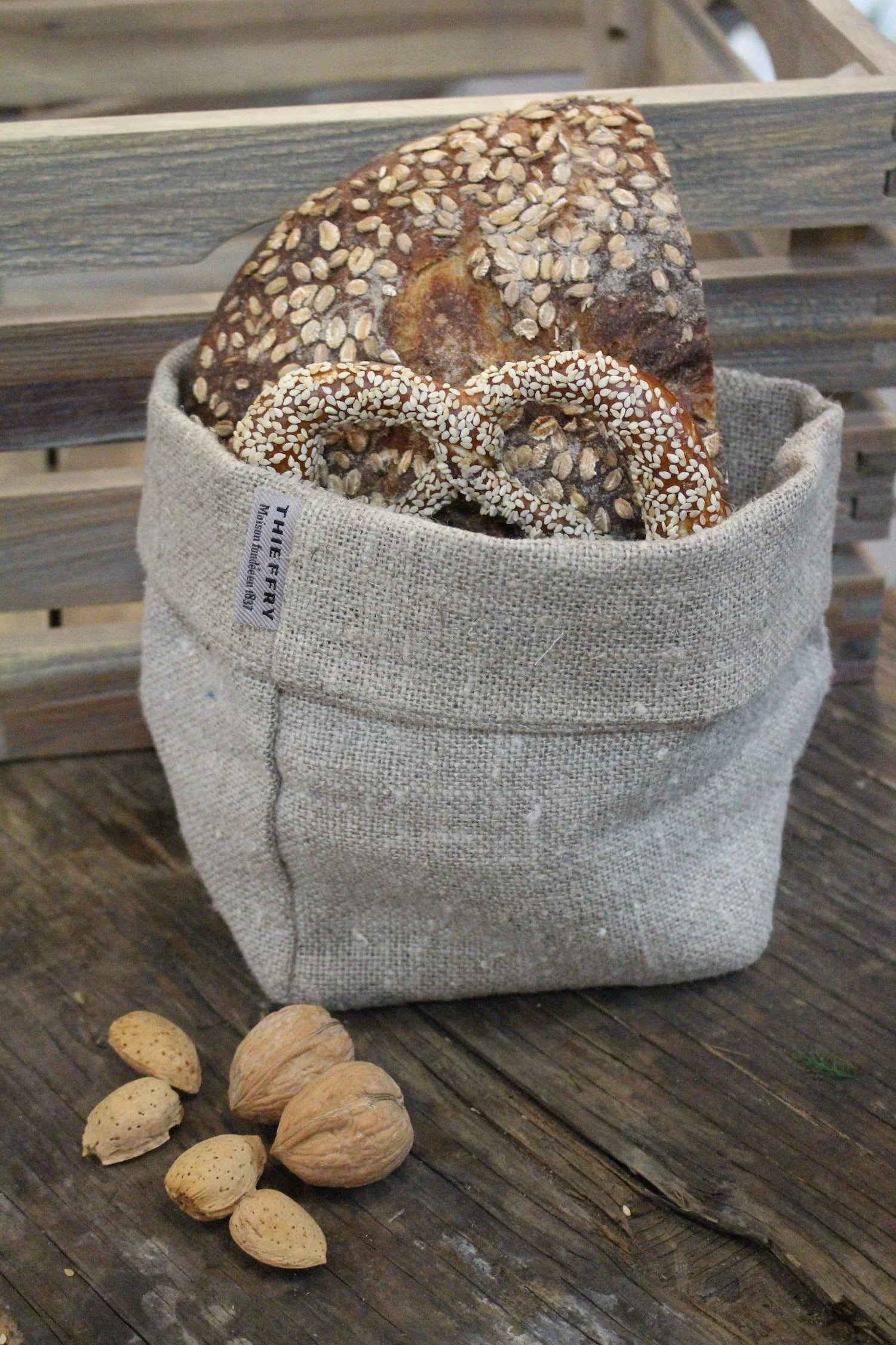 Thieffry Raw Belgian Linen Bread Basket