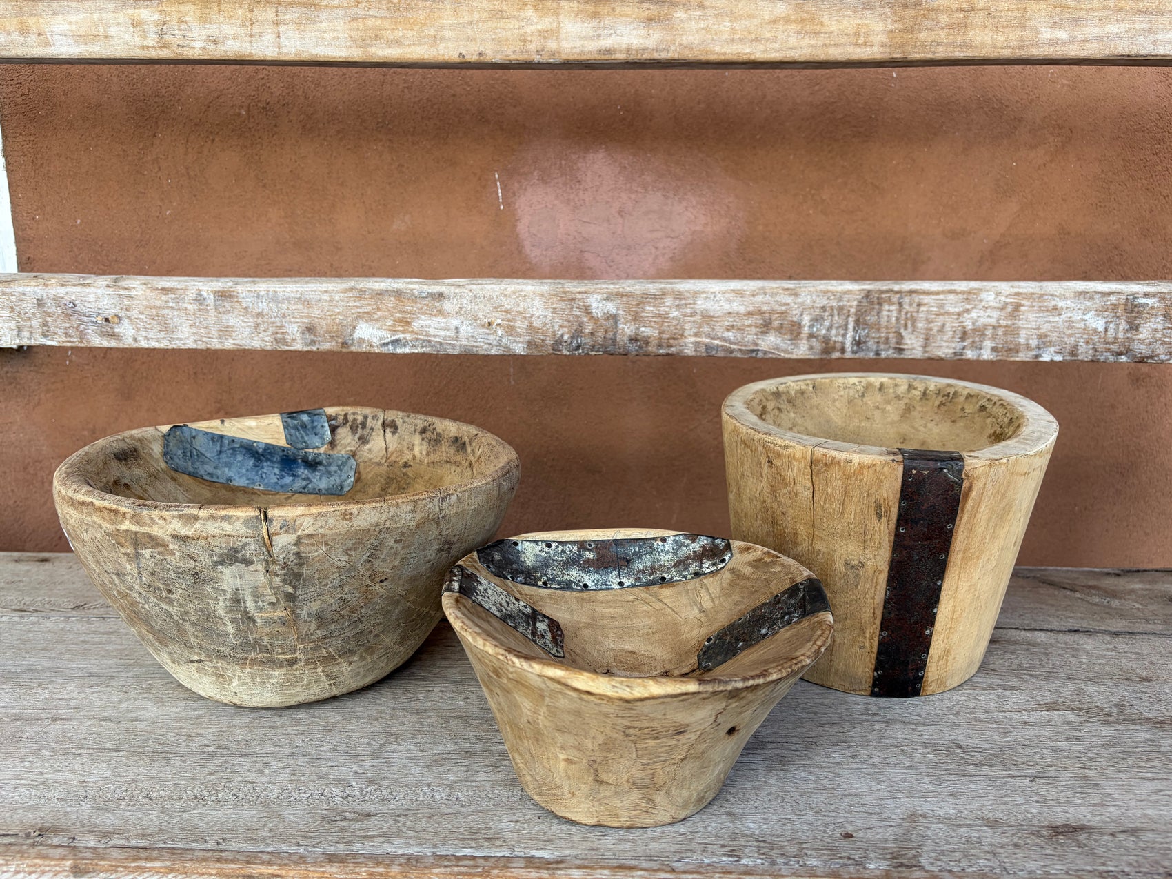 Vintage Wood & Iron Bowl