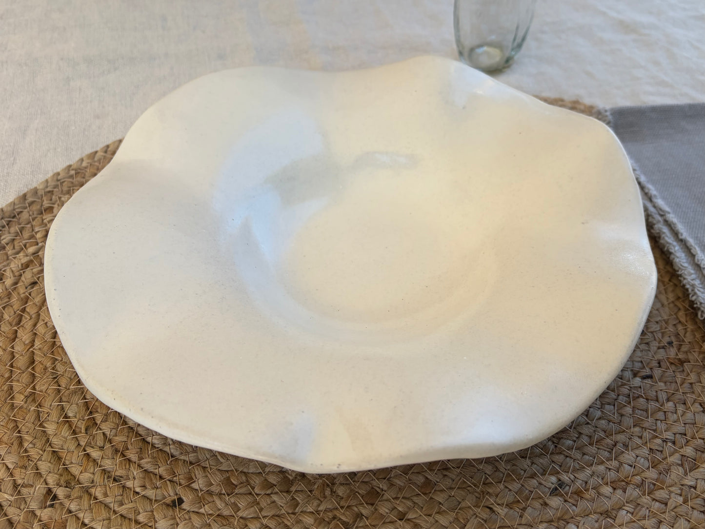 White Ceramic Flower Serving Bowl