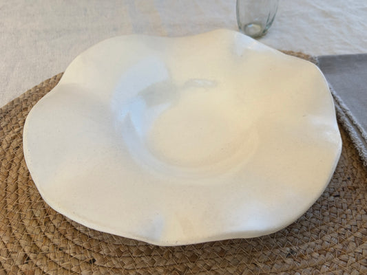 White Ceramic Flower Serving Bowl