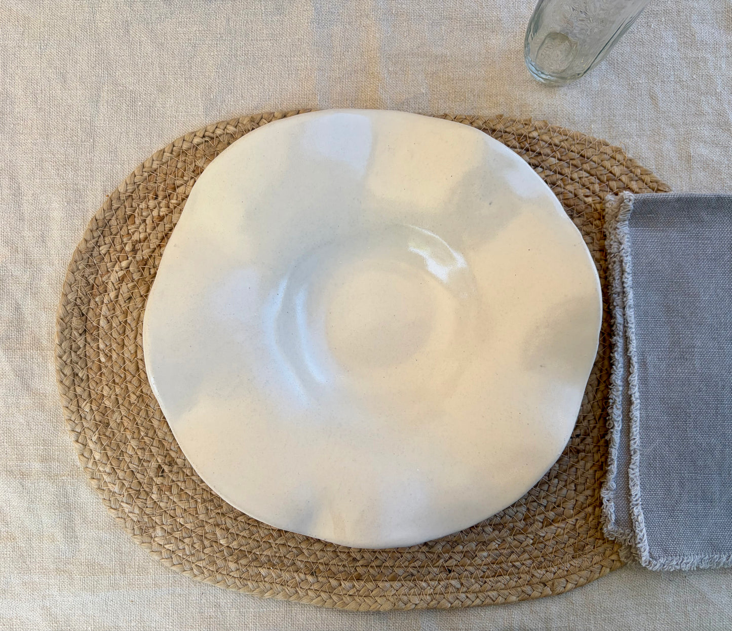 White Ceramic Flower Serving Bowl
