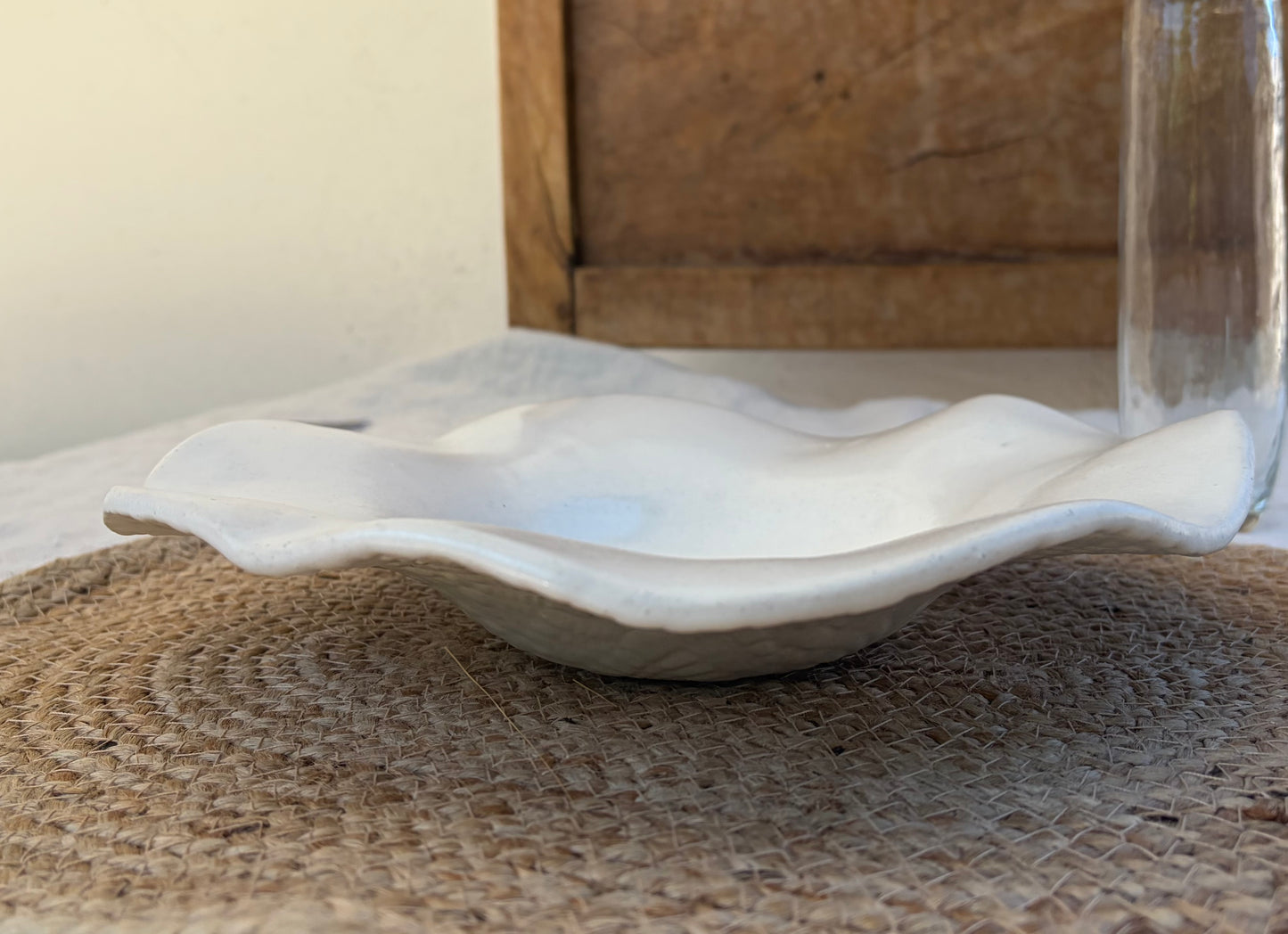 White Ceramic Flower Serving Bowl