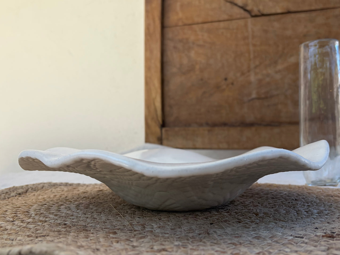 White Ceramic Flower Serving Bowl