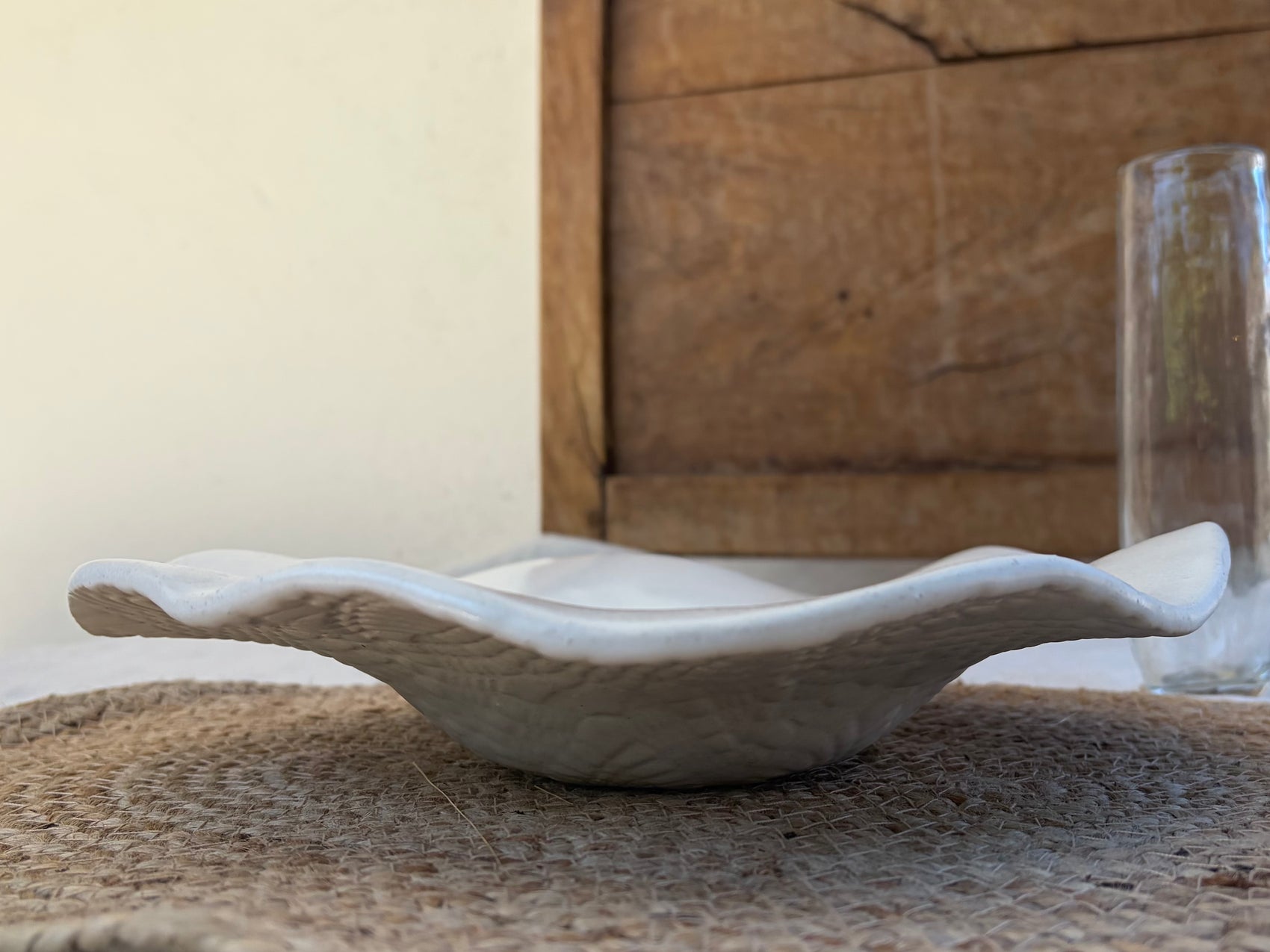 White Ceramic Flower Serving Bowl