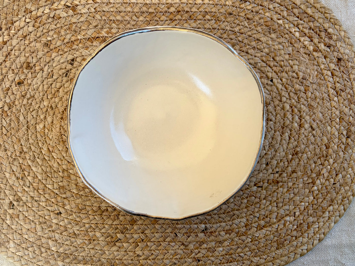 White Gold Ceramic 7" Soup Bowl