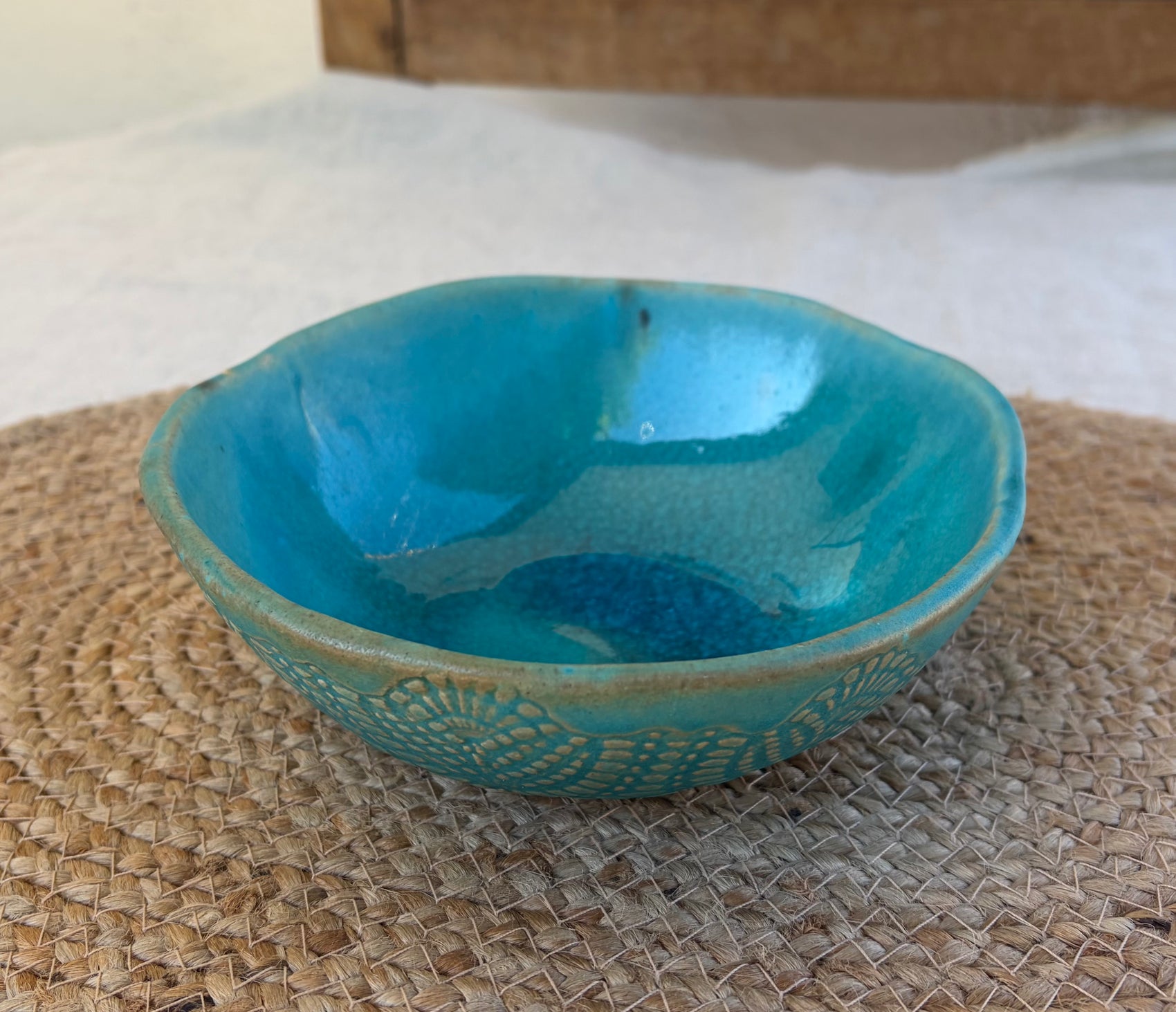 Turquoise Ceramic Soup Bowl 7"