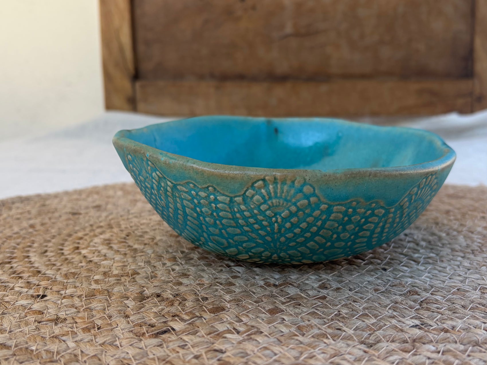 Turquoise Ceramic Soup Bowl 7"