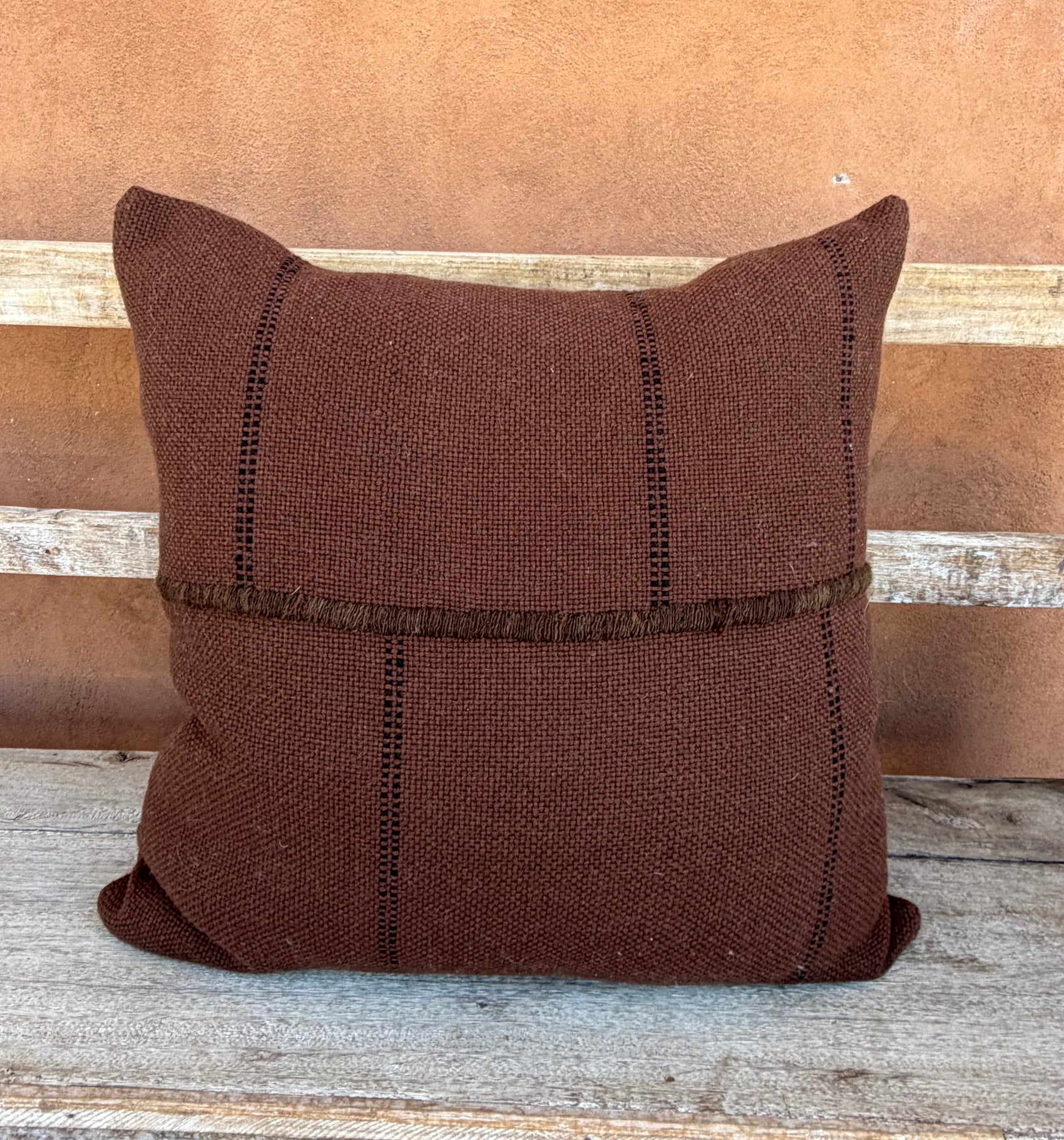 Makun Brown & Black Stripe Stitch Pillow
