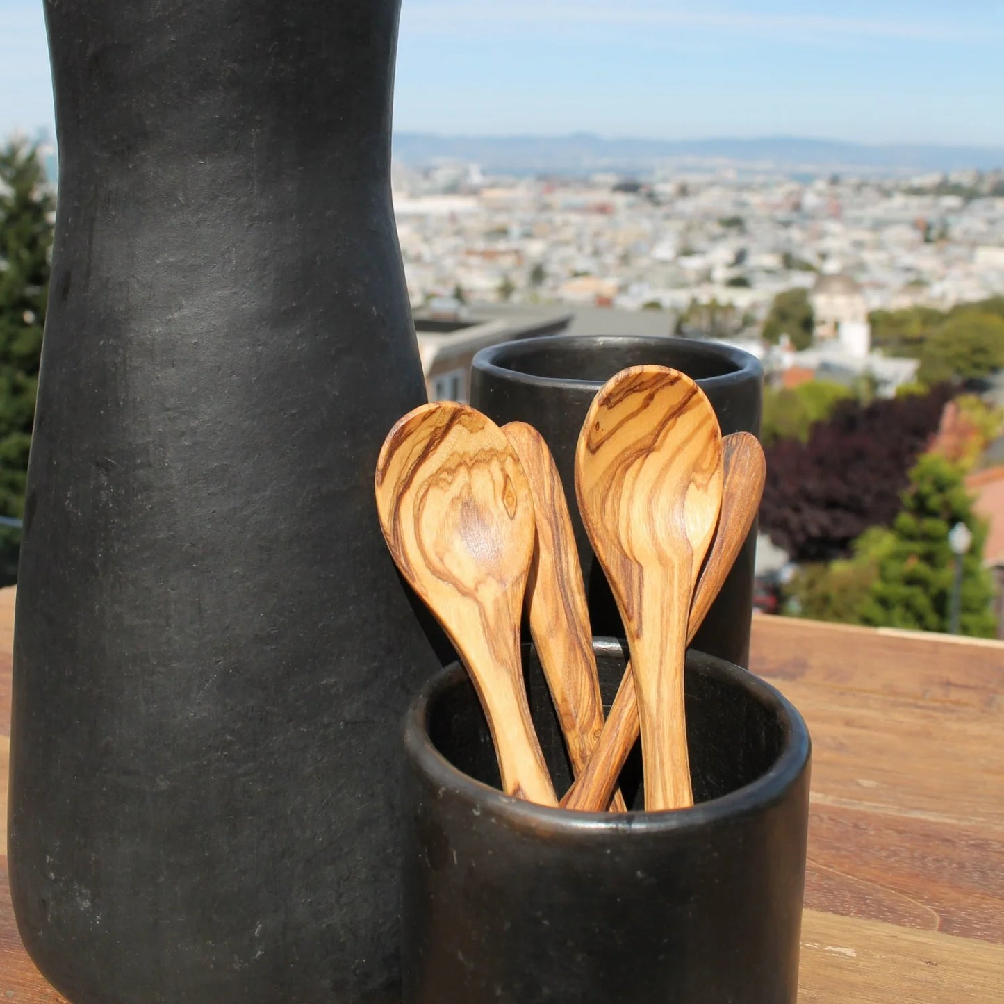 Set of 4 Large Olive Wood Spoons