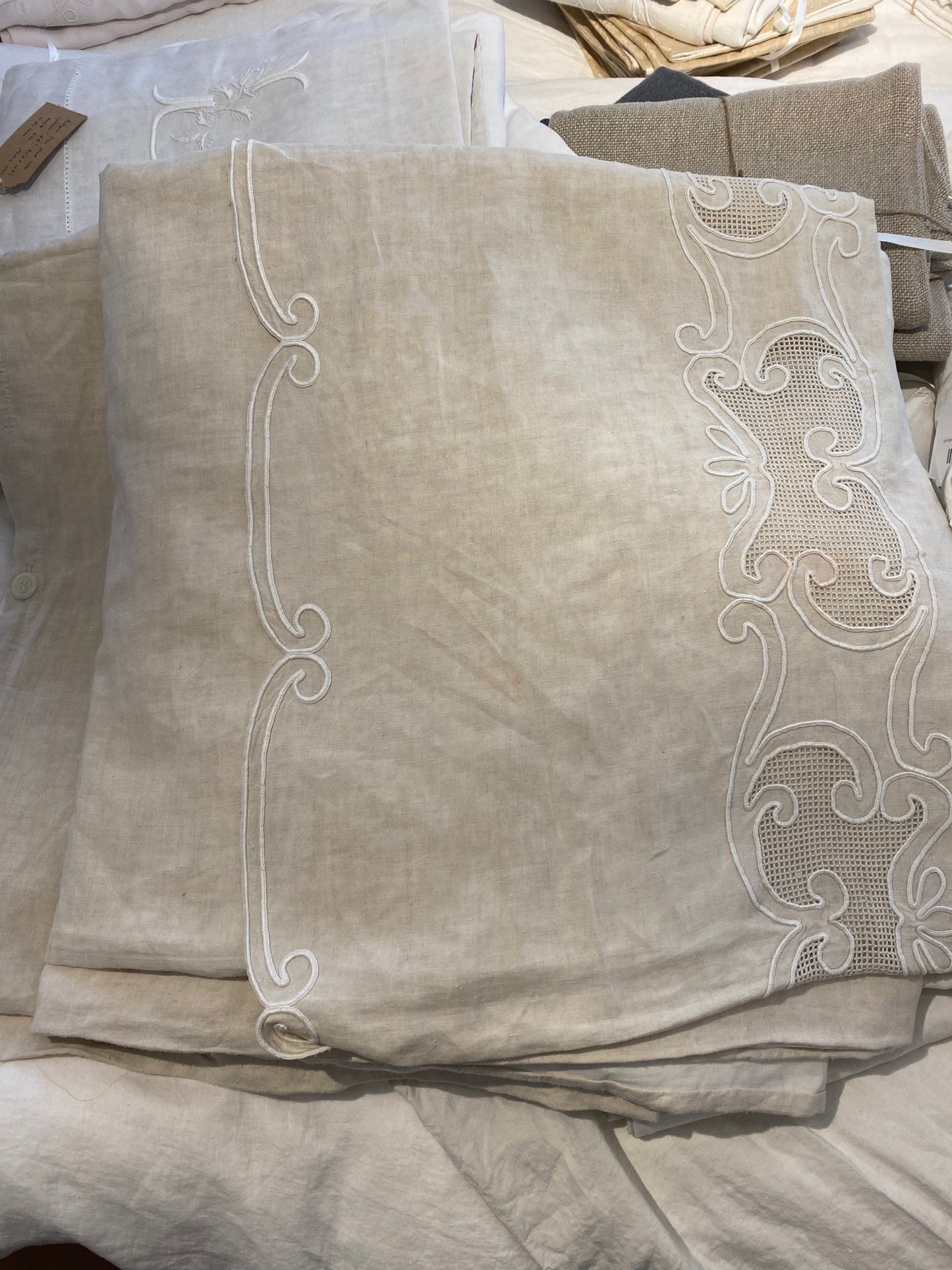 Antique Linen Scroll Bedspread