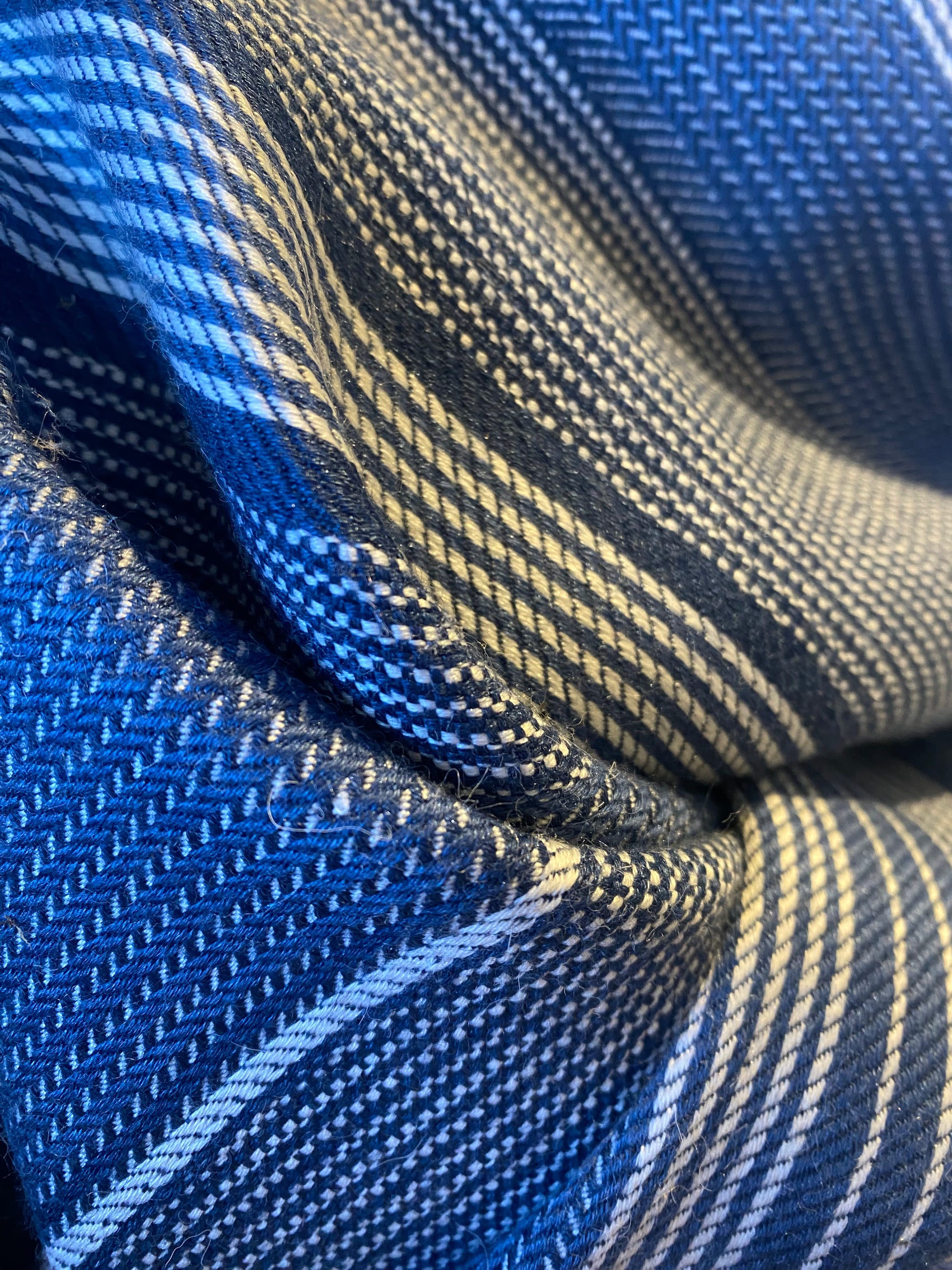 Blue and White Striped Scarf