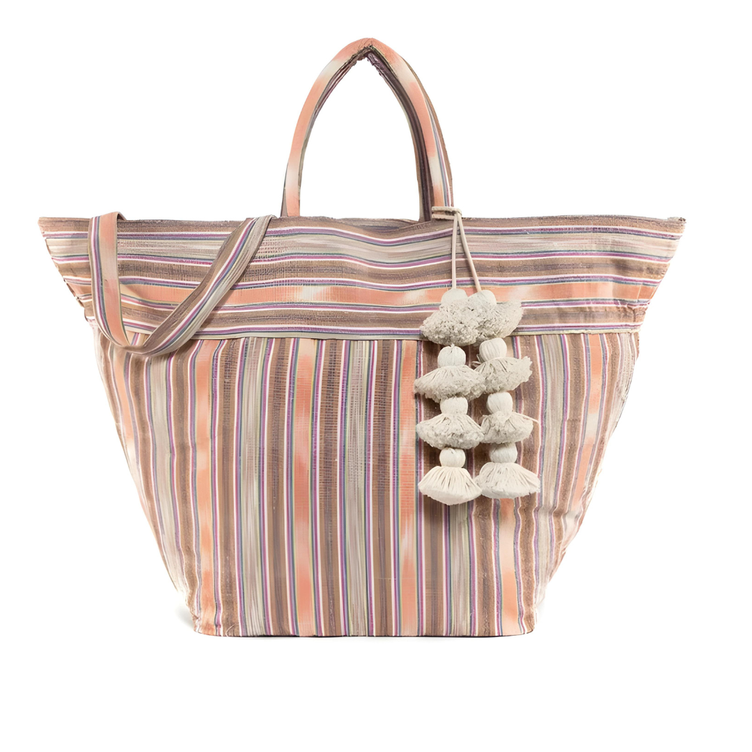 Tasseled Samui Organic Stripe Beach Bag