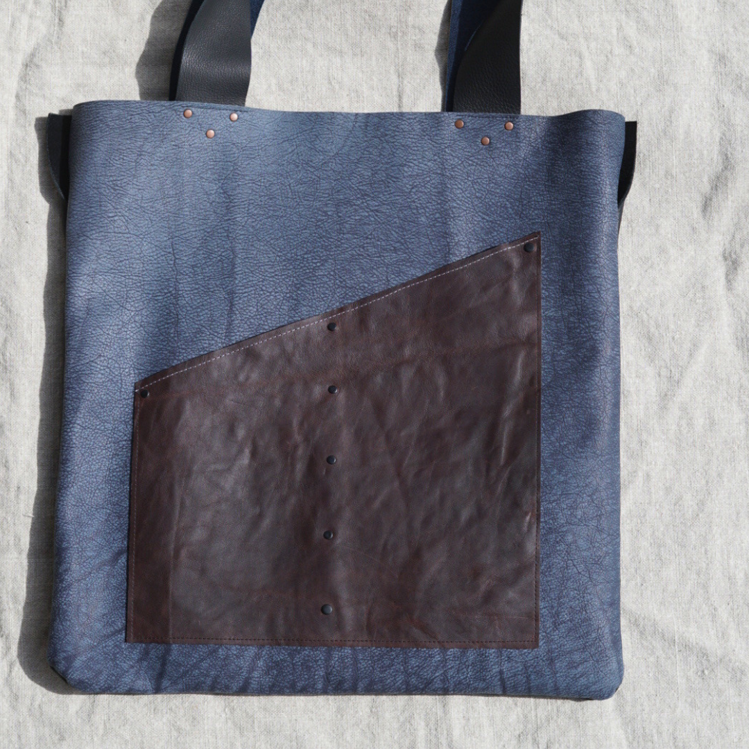 Black & Indigo Dual-Tone Leather Tote