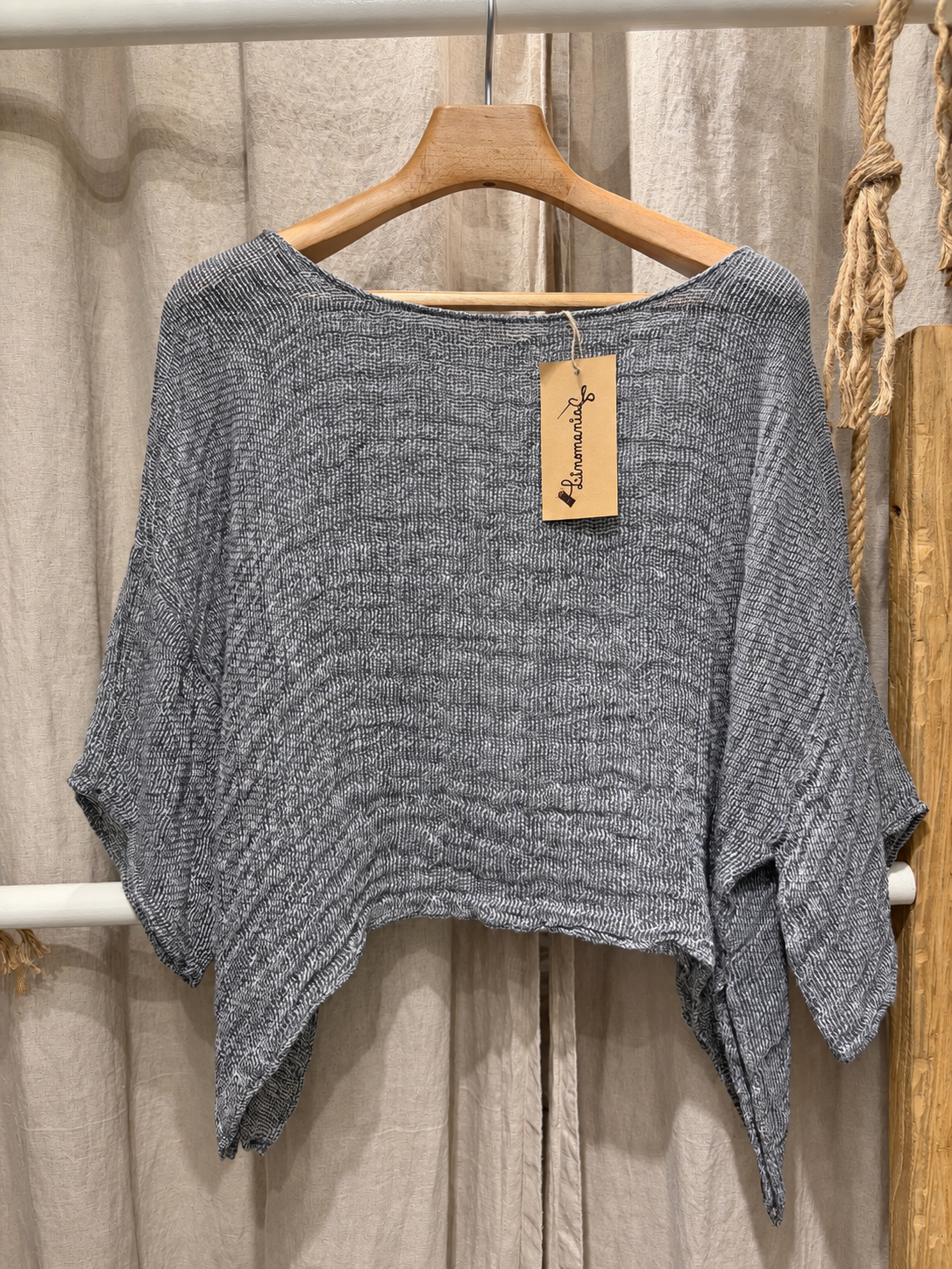 LinoMania Positano Linen Drape Top