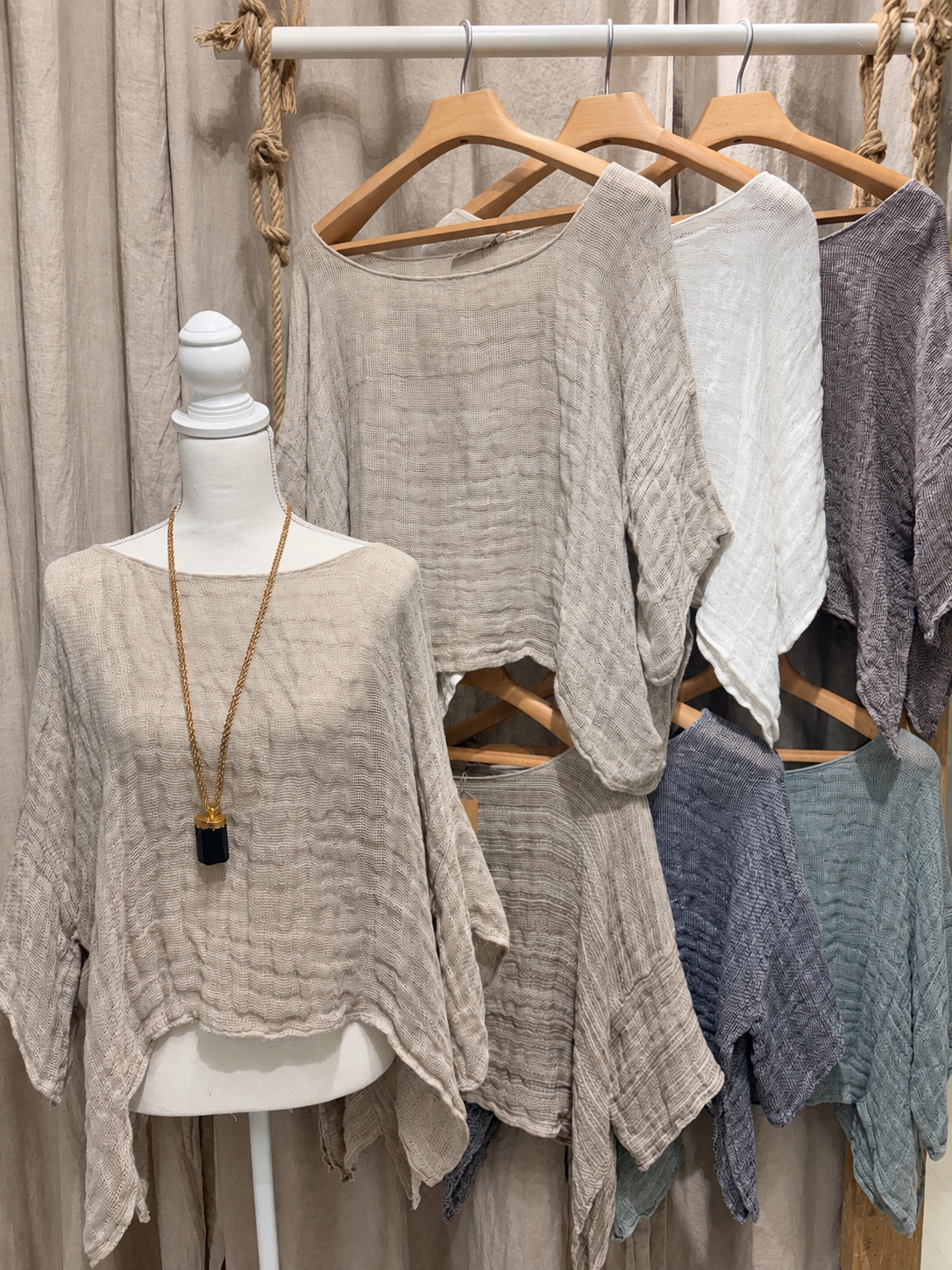 LinoMania Positano Linen Drape Top