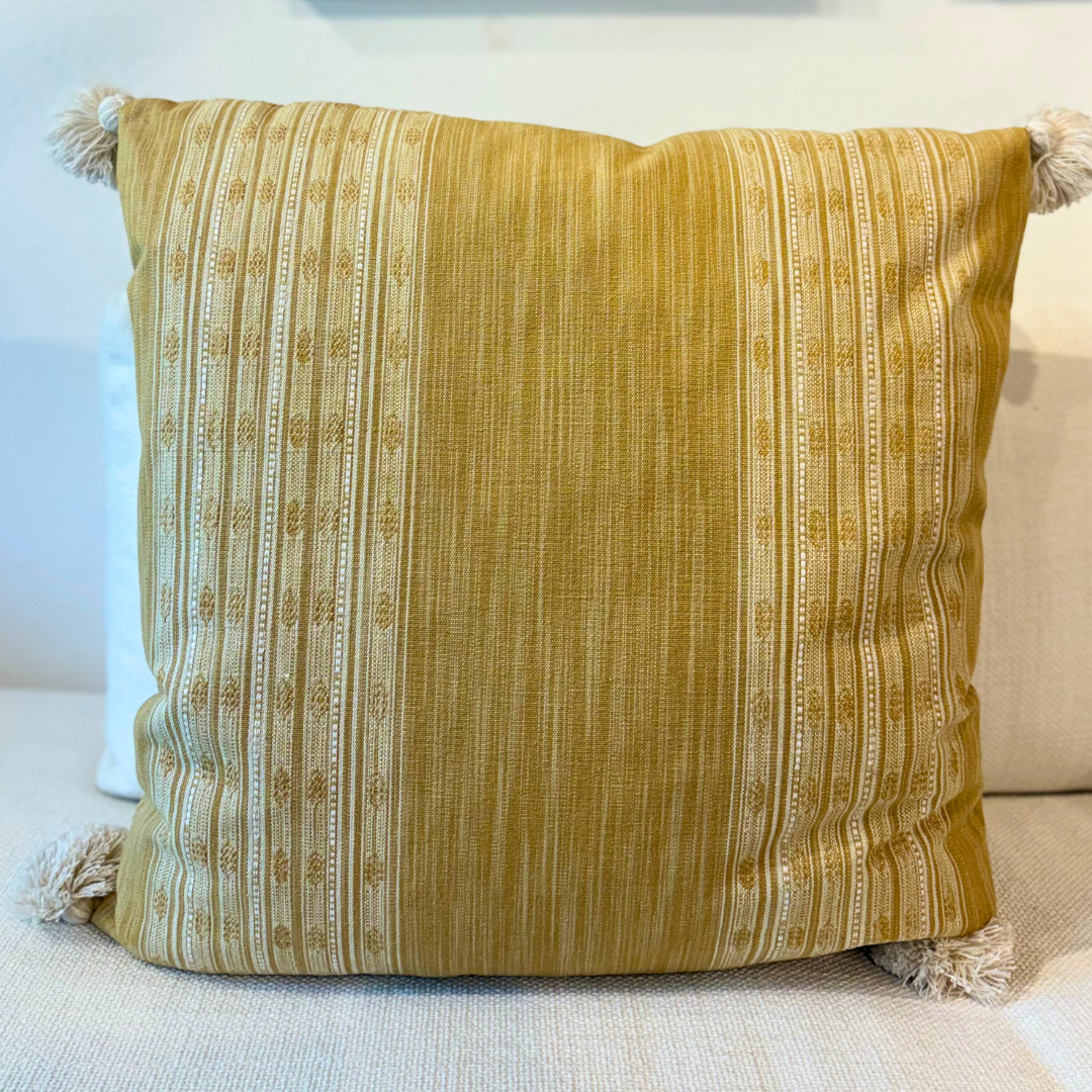 Golden Woven Textile Pillow