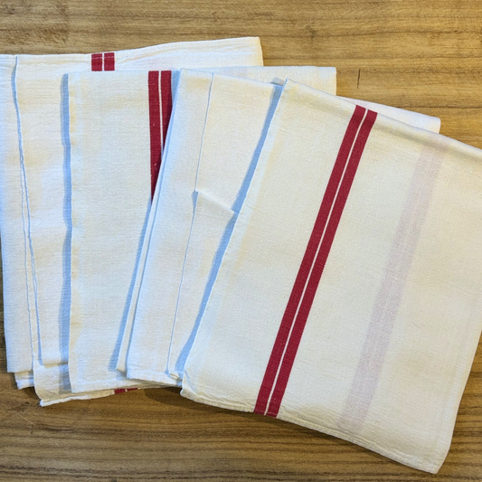 Set of 4 Vintage Red & White Striped Napkins