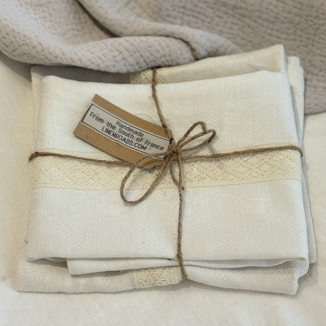 Standard Sized Lace and Linen Pillow Case (Pair)
