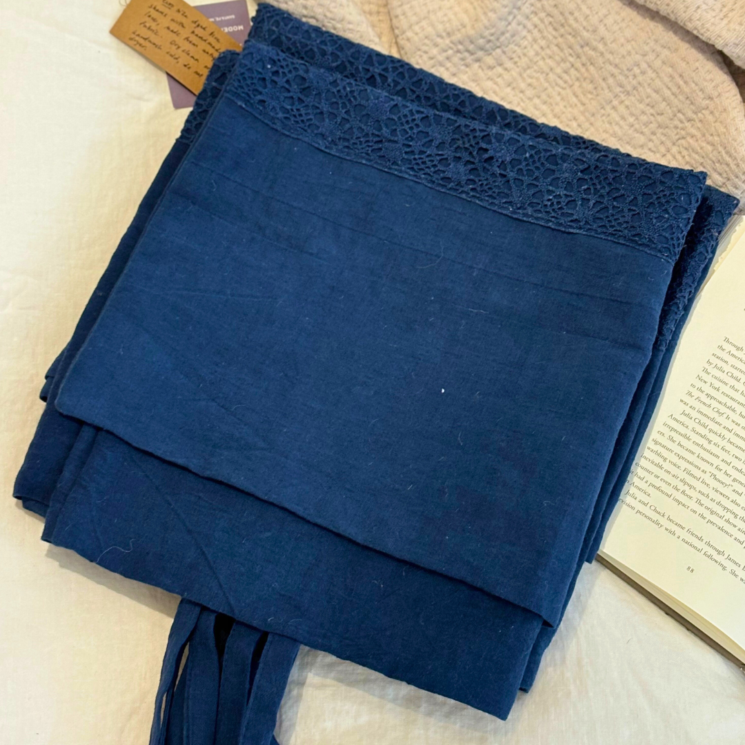 Set of 3 Antique Lace Blue Shams