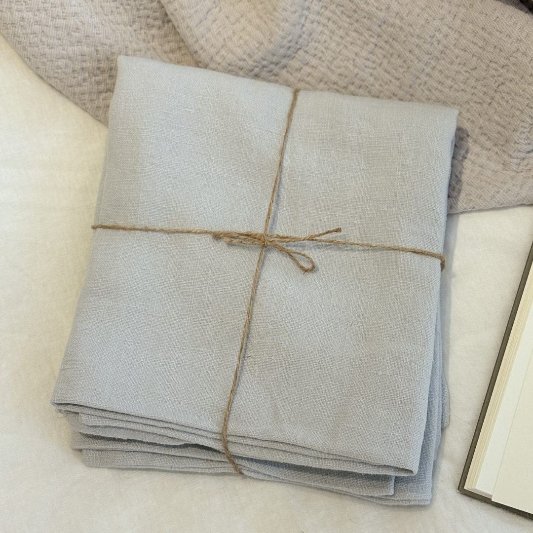 Pair of 2 Standard Light Blue Belgian Linen Pillow Cases