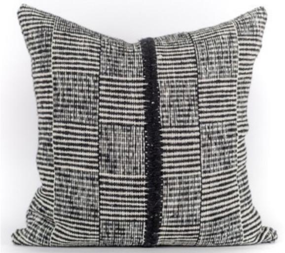 Makun Black & White Square Stripe Pillow