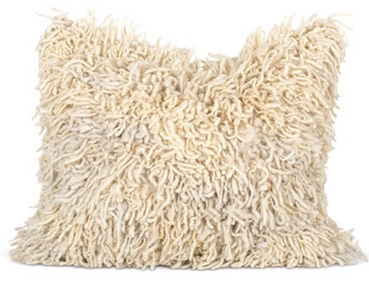 Makun Shaggy White Pillow