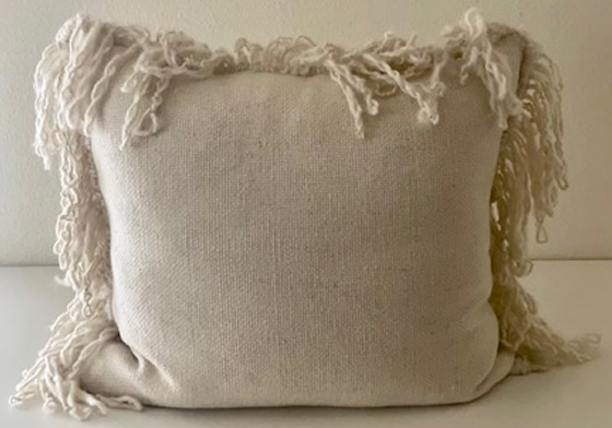Makun White Fringe Pillow