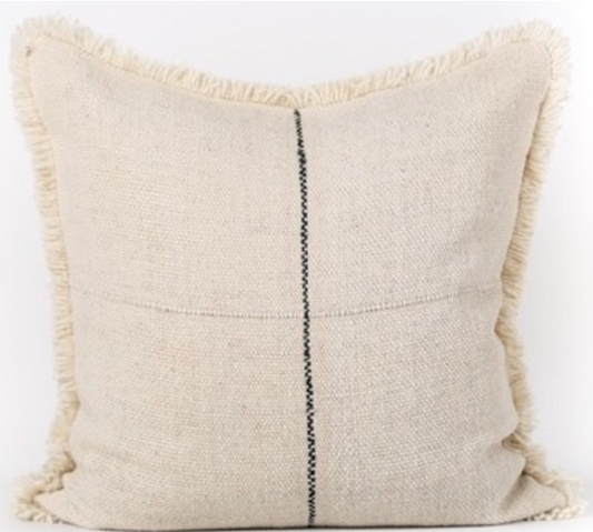 Black Stripe Fringed Karü Pillow