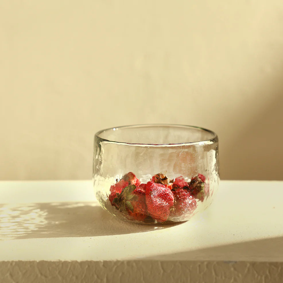 Short Textured Glass Bowl