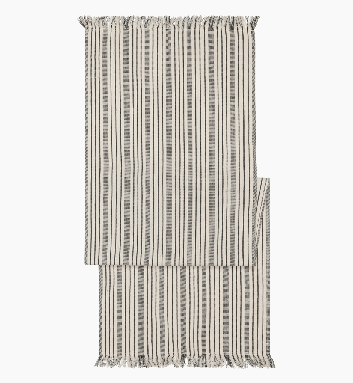 French Home Black and Cream Multi-Striped Table Runner