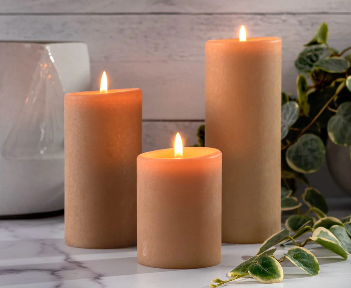 Khaki Pillar Candle