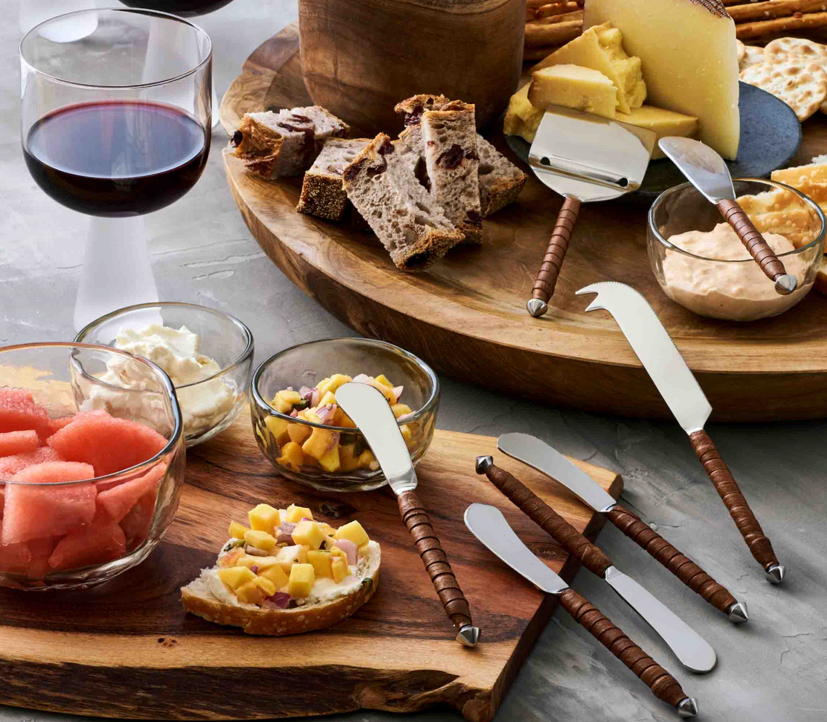 Stainless Steel & Leather Cheese Knives (Set of 3)
