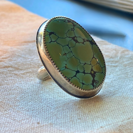 Large Oval Green & Blue Turquoise Ring