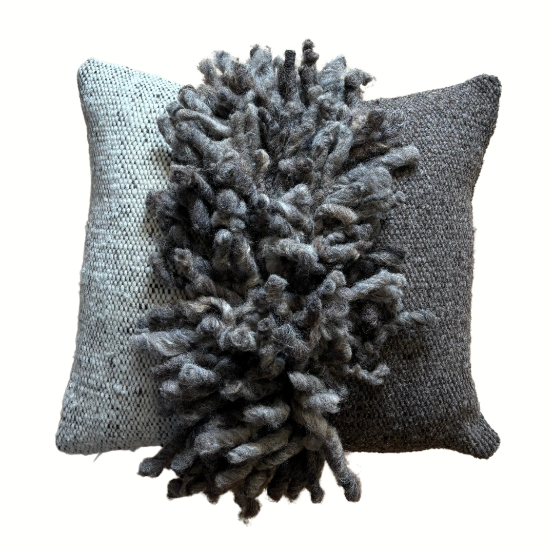 Makun Grey & White Dreadlock Pillow