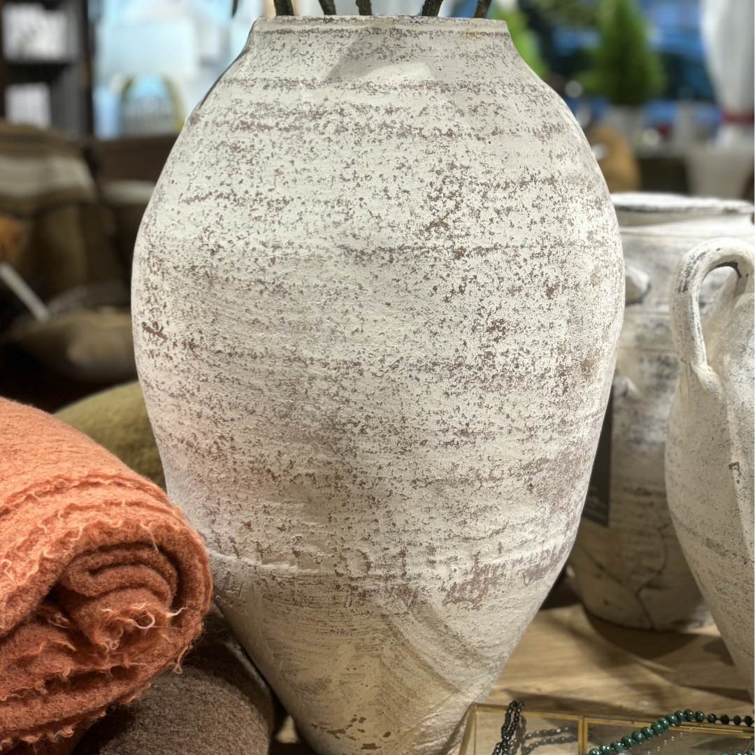 Large Turkish White Washed Pot