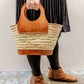 Leather Trim Herringbone, Round Handle