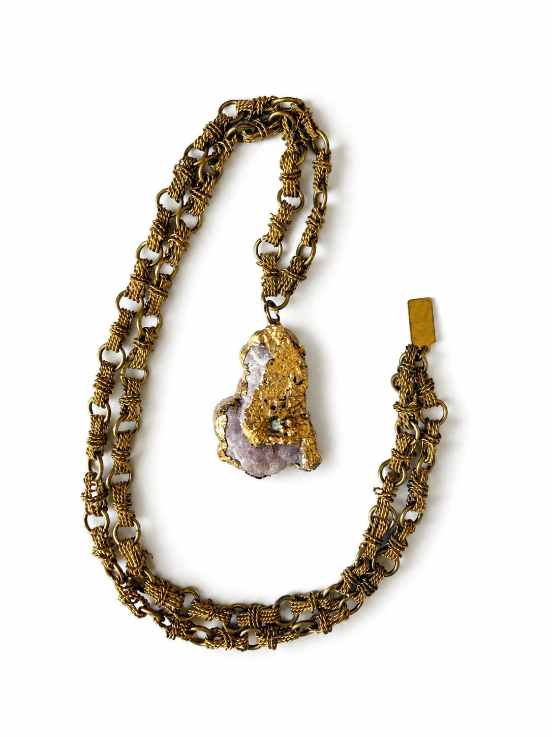 Vintage Agate Brass Chain Necklace