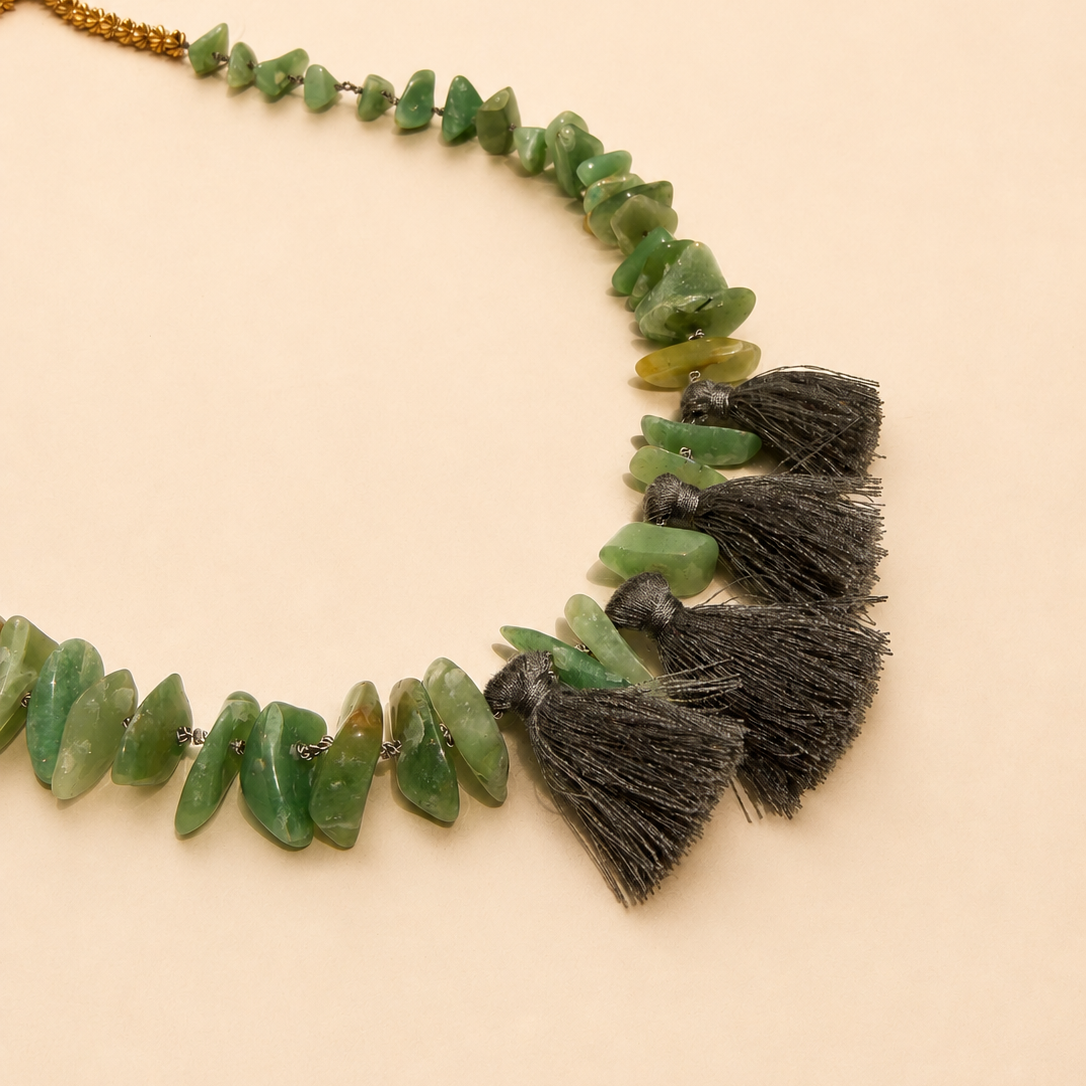 Vintage Aquamarine Tassel Necklace