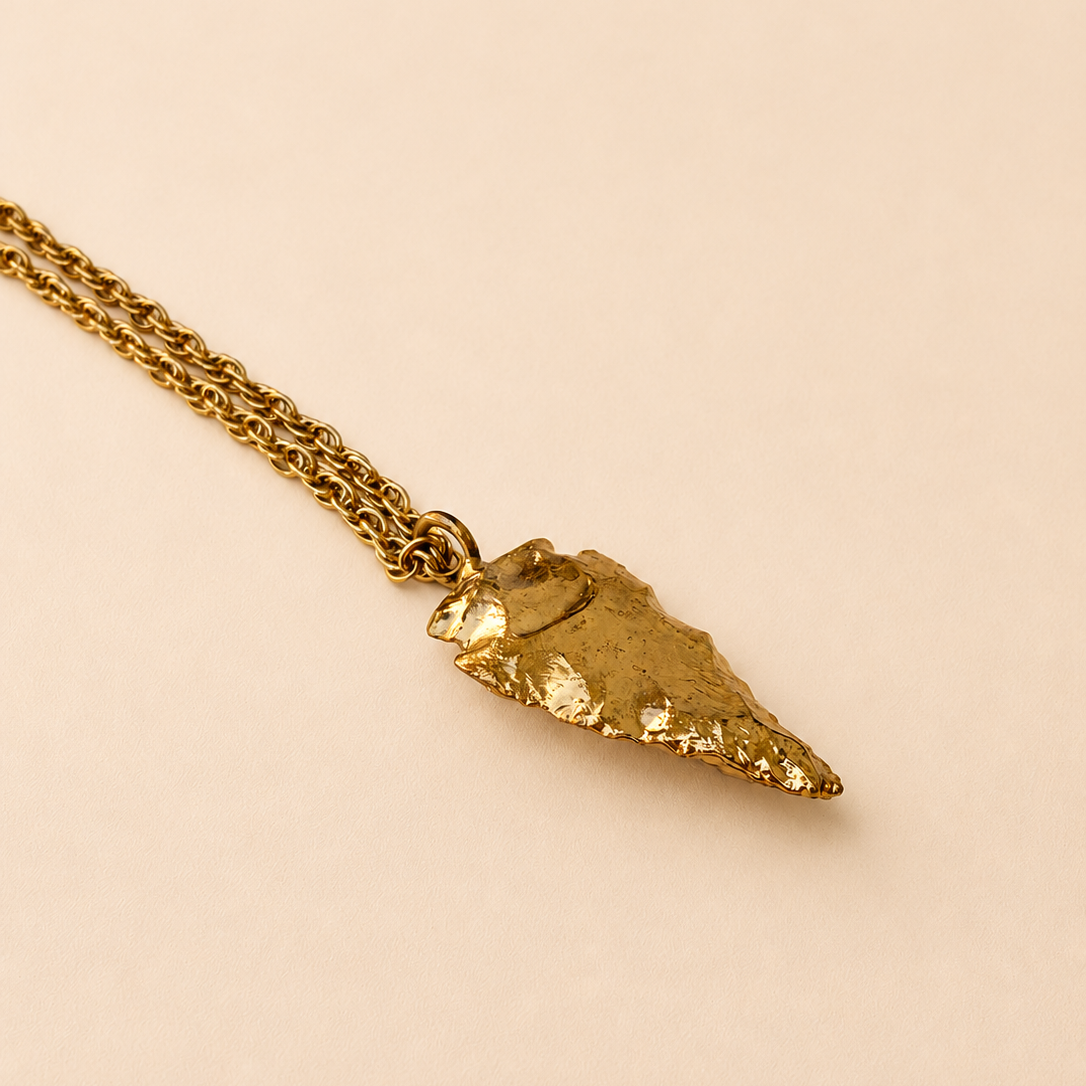 Vintage 22K Gold Plated Arrowhead Necklace