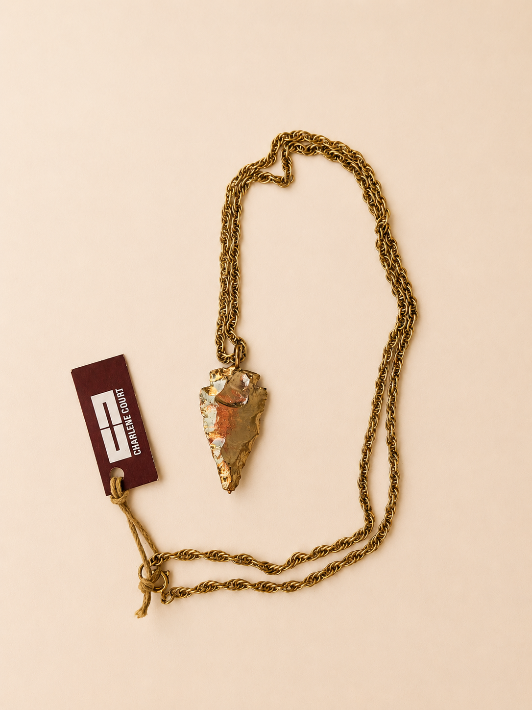 Vintage 22K Gold Plated Arrowhead Necklace