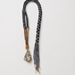 Vintage Quartz 24K Bezel Silk and Bamboo Necklace