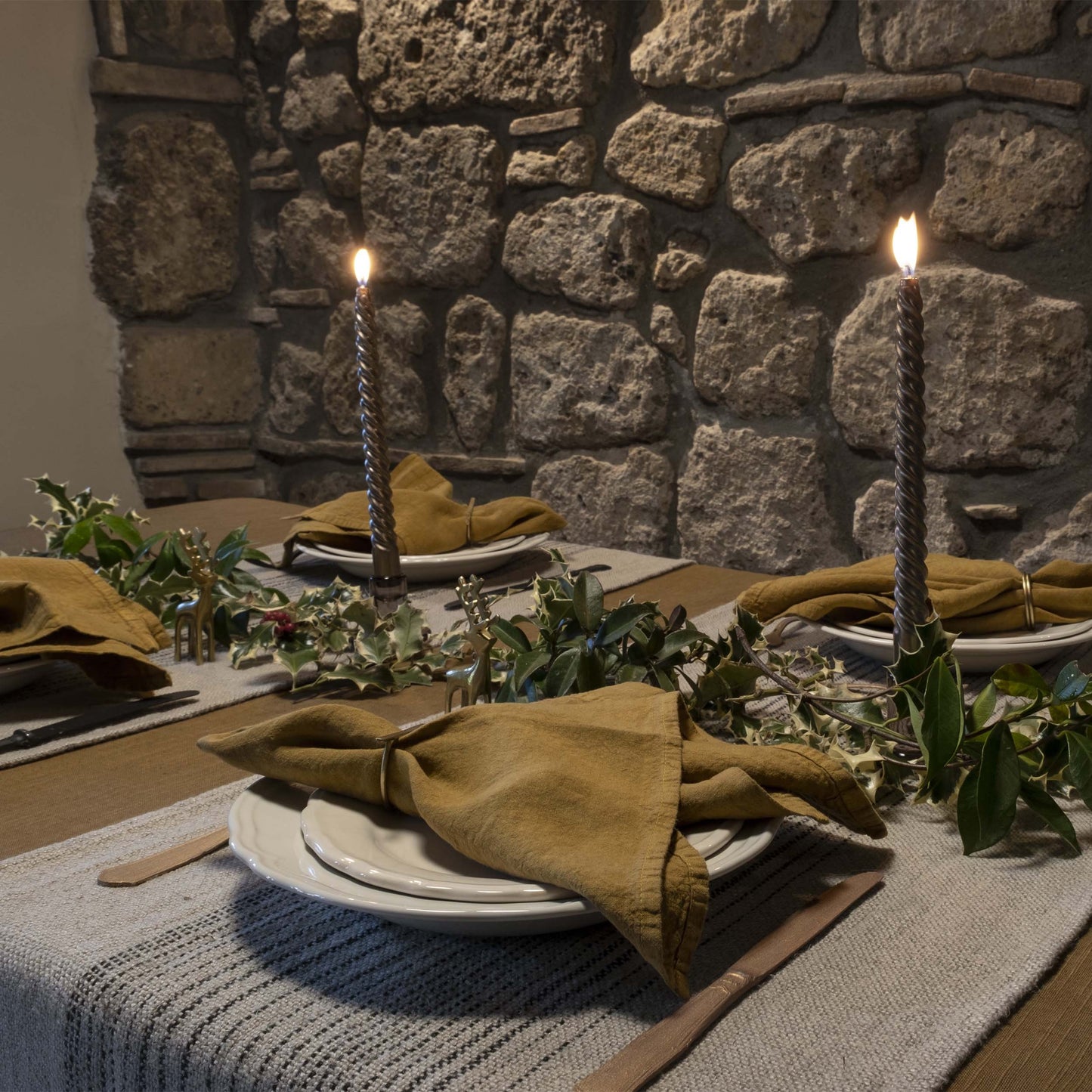Natural Noir Stripe Table Runner